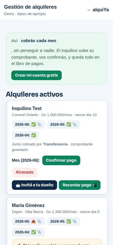 Gestión real: libro de pagos, comprobantes y recordatorios